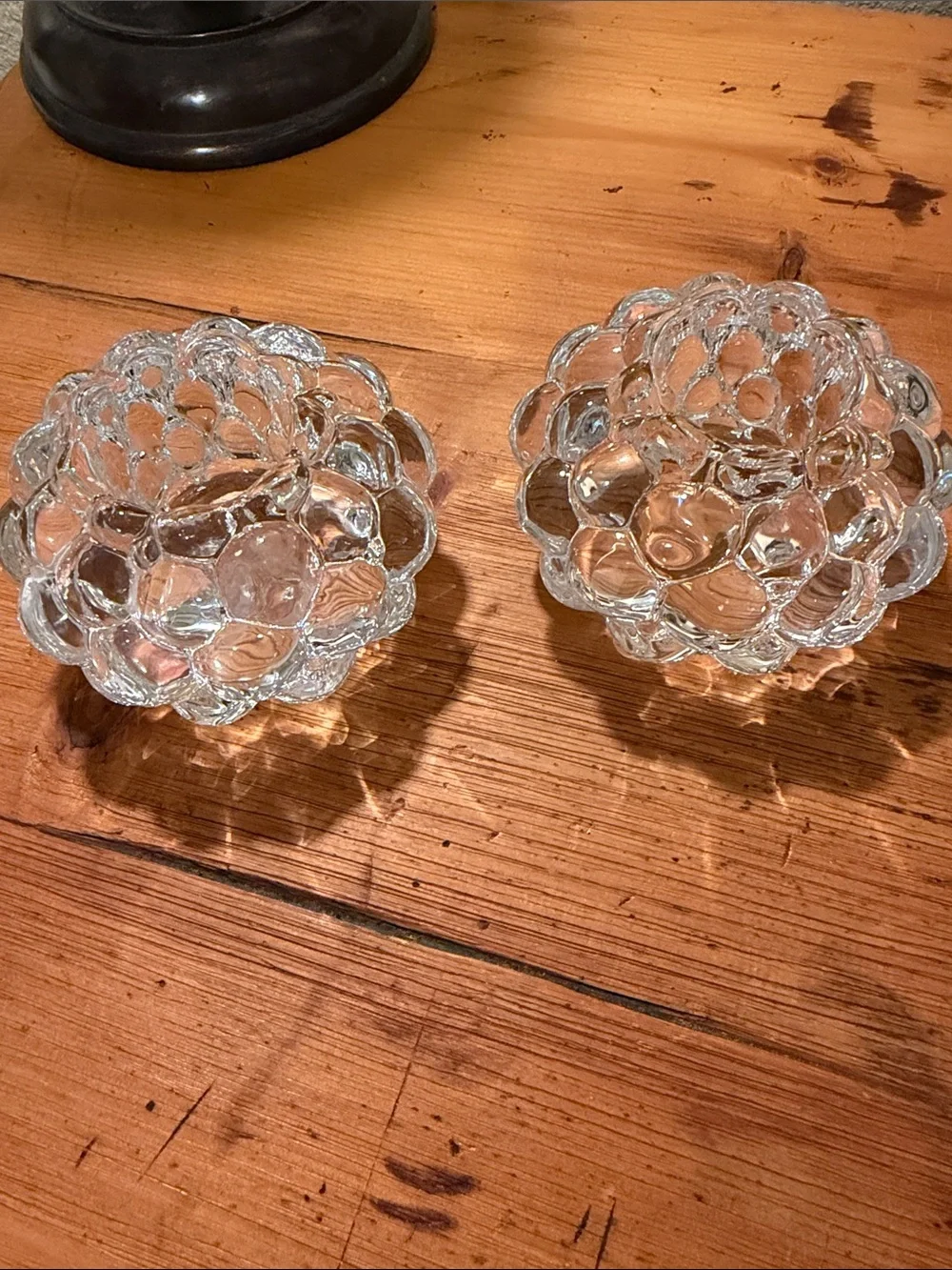 Orrefors Kostaboda Clear Raspberry Bubble Glass Votive Holders
